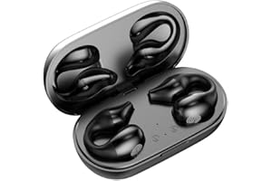 Ear-Clip Knochenschall Kopfhörer Bluetooth 5.3, Schmerzlos Kabellos Offener Ohrenclip Wireless Bone Conduction Headphones, Wasserdichter Sport-Ohrring-Kopfhörer, HiFi-Qualität/Lange Akkulaufzeit
