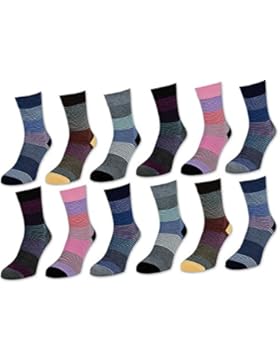 6 oder 12 Paar Damensocken Baumwolle Ringel Damen Socken Geringelt - E-808 - sockenkauf24