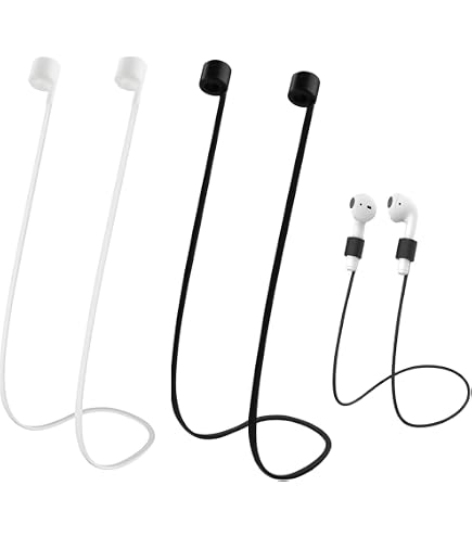 Confezione Da 4 Cinghie Magnetiche Anti-Smarrimento Per AirPods – Morbido Silicone – Sportive – Compatibili Con AirPods 1, 2, 3, Pro, Pro 2 – Colore Nero