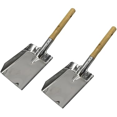 Set 2 Pale Per Camino In Acciaio Inox - Con Manico Ergonomico, Per Pulizia Cenere, Per Stufe A Legna E Bracieri