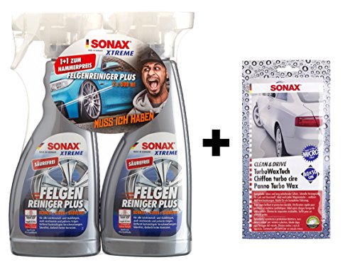 Preisvergleich Produktbild SONAX XTREME 2x 750ml Felgenreiniger Plus + Wachstuch Set