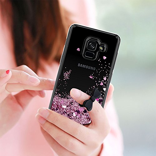 Cover Samsung Galaxy A8 2018 Custodia,Cover Samsung Galaxy A5 2018 Custodia Brillantini Trasparente,LeYi il Originale Glitter Morbido Silicone TPU Bumper Telefoni Telefono Cellulari Smartphone Protezione Cover ,Adesiva Carino SplendÃ¨nte LÃ¬quido Sabbie Mobili Protettiva Cellulare Astuccio Cover Rigida Guscio con Pellicola Proteggi Schermo per Samsung Galaxy A8 2018 / A5 2018 Telefonino Donna ZX Rose gold Rosa