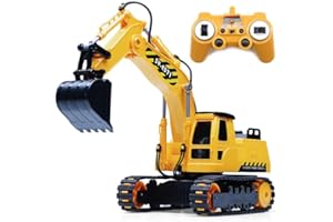 fisca Escavatore telecomandato 1:26 RC Escavatore a catena radiocomandato con 8 canali, 2.4 G Wireless Remote Control Excavator