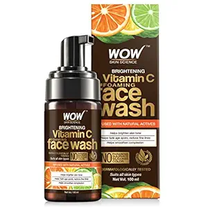 WOW Skin Science Brightening Vitamin C Foaming Face Wash - with Lemon & Orange Essential Oils - For Skin Brightening - No Parabens, Sulphate, Silicones & Color - 100 ml
