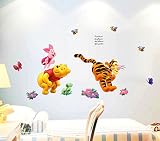Zuolanyoulan Winnie the Pooh Muster Wandsticker Kinder Schlafzimmer Wandtattoos Wohnzimmer Dekorativen Entfernbare Wandaufkleber Raum Dekor Wall Sticker