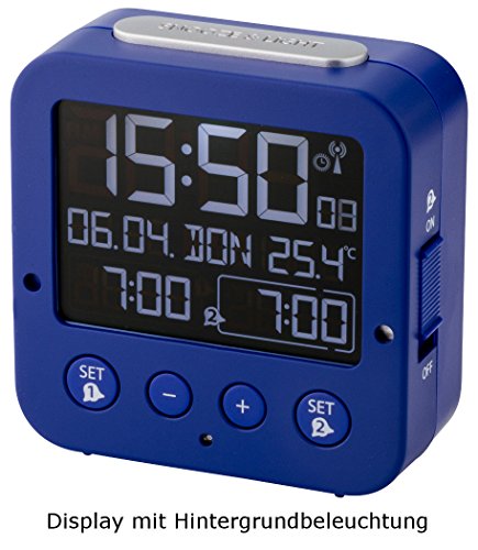 TFA Dostmann 60.2531.06 Bingo blau Funk-Wecker mit Negativ Display 2 Alarme Lichtsensor - 2