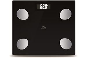 SENSSUN Báscula de baño Bluetooth Báscula de grasa corporal Analizador de composición corporal Monitor IMC/grasa corporal/músculo/edad corporal, pantalla LCD, 150kg/330lb, 28 * 24cm (negro)