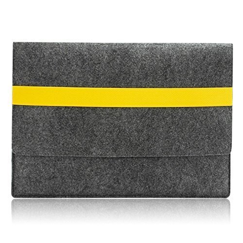 Lavievert Filz Laptoptasche , Handgefertigte Schutzhülle mit Gelbem Elastischem Band für 15 Zoll MacBook Pro / Pro Retina (15 Zoll, Gelb) - 2