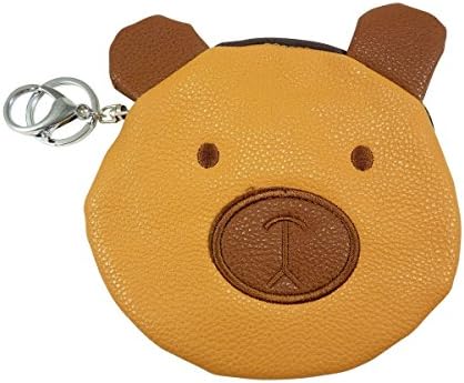 Large Faux Leather Wallet Purse, Teddy Bear Head Brown Camel