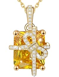 MARENJA-Regalo San Valentín Collar Mujer de Moda-Colgante Caja de Regalo con Cadena-Joya Chapada en Oro con Cristal