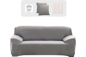 Lydevo Copridivano Elasticizzato 4 Posti Fodere Copri Divano con Braccioli con 2 Copricuscini Moderno Copridivano Fantasia Universale Antiscivolo Lavabile Divano Protector,Grigio