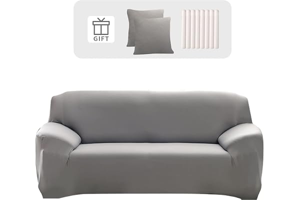 Lydevo Housse de Canapé 3 Place Housse Canapé Extensible avec Accoudoir avec 2 Housses de Coussin Couverture de Canapé Élastique Universelle Antidérapante Revêtement de Canapé(3 Places,Gris)