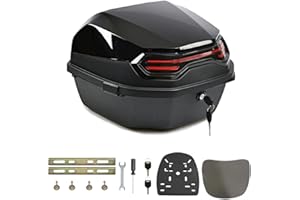 NUACOS 35L Motorrad Topcase für Roller Motorradkoffer Heckkoffer Kofferraum mit Rückenlehne Abschließbar Universal Wasserdicht Motorräder Heckbox für Moped/Mofa/Motorroller/Motorcycle,Schwarz,16*16*11in