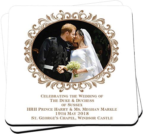 personalised4u Official Wedding Day Photograph HRH Prince Harry &amp; Ms Meghan Markle Wedding May 19th 2018 - Commemorative Drink Coaster Set of 2 – Makes an ideal Present
