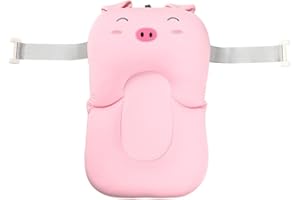 belupai Baby Bad Pad Neugeborenen Baby Faltbare Baby Badewanne Pad Stuhl Regal Neugeborenen Badewanne Sitz Infant Unterstützung Kissen Mat(Rosa Piggy mit 2 festen Gurten)
