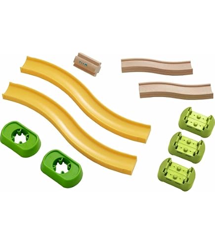 Haba Kullerbu Rail de Marbre en Bois Droit et Courbe - Circuit Enfant Haba Kullerbu Rail de Marbre en Bois Droit et Courbe - Circuit Enfant