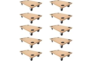 PROREGAL Mega Deal 10x Chariot à roulettes Pro avec 4 roulettes | HxLxP 11,5x30x60cm | Capacité de Charge 200kg | Panneau de Bois MDF | Marron