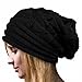 Produktbild Damen Strickmütze Beanie Häkeln Mütze Lonshell Winter Feinstrick Frauen Mütze mit Unisex Gehäkelt Beanie (Schwarz)
