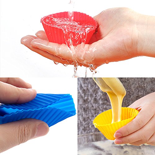 42 Stück Silikon Cupcake Baking Cups, SENHAI Non-Stick Hitzebeständige Kuchen Formen Eis Würfel Formen für die Herstellung von Muffin Schokolade Brot – 6 Formen - 6