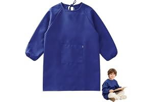 O-Kinee Blue Red Barn Painting Förkläde, Barnens Långa Ärmar Förkläde, Spelförkläde - Målning, Kök, Skola, Hem, Polyester