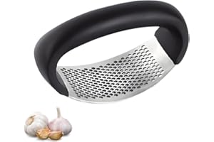 PARENCE.- Spremiaglio multifunzionale in acciaio inox - Macinaaglio piccolo e compatto con impugnatura ergonomica - Nero