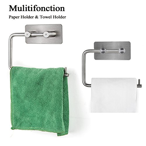 ViZe Papierrollenhalter Selbstklebend Toilette WC Edelstahl Küchenrollenhalter Wand 3M Selbstklebender 304 Edelstahl Toilettenpapierhalter Rollenhalter für Badezimmer ohne Bohren - 3
