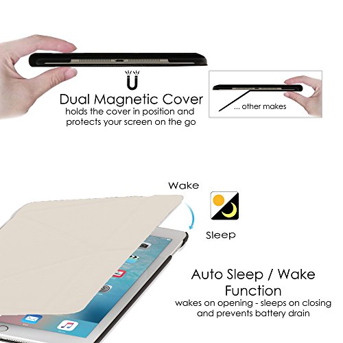 Forefront Cases® Apple iPad Pro 9.7 A1673 (Veröffentlicht März 2016) Origami Hülle Schutzhülle Tasche Smart Case Cover Stand – Rundum-Geräteschutz und intelligente Auto Schlaf / Wach Funktion inkl. Eingabestift und Displayschutz - 5