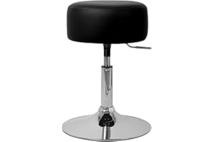 ML DESIGN MODERN LIVING ML-Design Schminkhocker Schwarz aus verchromter Stahl, Sitzhocker Rund Ø 33 cm, Schminktisch Hocker höhenverstellbar 52–65 cm, Drehbar, Polsterhocker ergonomisch mit Kunstleder-Bezug, Antirutschgummi