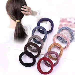 10PCS Mixing Colors Hair Ties for Women Girls Cotton Seamless Hair Bands Ponytail Holders Headband Scrunchies Thick Durable Hair Ties Bands Elastic No Damage Wavy Stripe Hair Ties Hair Accessories