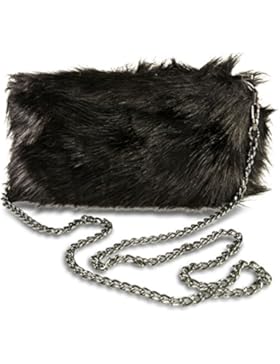 FashionCHIMP Damen Umhängetasche aus Kunstfell mit elegantem Ketten-Trageriemen, kleine Damentasche