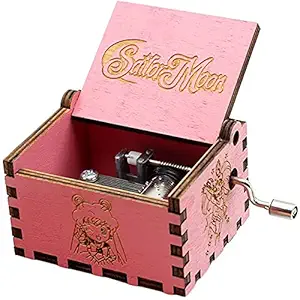 Eastern Eagle Wood Hand Crank Music Box for Mom/Dad/Daughter/Son - Unique Gifts for Birthday Christmas Thanksgiving Wedding Valentine Anniversary - Sailor Moon