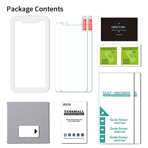 OMOTON  2 Unidades  iPhone X Protector de Pantalla  5 8 Pulgadas  2 5D Borde Dureza 9H Anti - Huellas Anti - Burbujas Kit de Instalaci  n Incluida