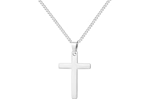 Maykafay Collana Croce Uomo, Crocifisso Collana Uomo in Acciaio Inossidabile, Collana Uomo Croce, Croce Collane Girocollo Uomo, Catena con Pendente Croce Catenina