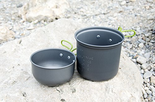 SET superleichtes Camping-Geschirr aus langlebigem Aluminium, für Festivals, Outdoor-Aktivitäten, inklusive Transportbeutel, Wandern, Nordic-Walking, Klettern, Zelten, Kochen, Farbe: Anthrazit … - 5