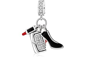 Symretie Bead Charm Ciondolo Argento Sterling 925 con Cubic Zirconia Pendenti per Pandora Braccialetti, Compatibile con Braccialetti e Collane europei Z2