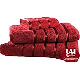 Juego de 3 toallas de algodón 100 % egipcio de UAREHOME DIRECT, toalla de mano, toalla y toallón, 11 colores, calidad de hotel, algodón, Rojo, SET OF 3 BATH SHEETS
