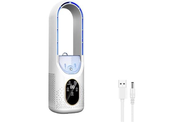 Ventilateur de climatisation portable, refroidisseur d'air évaporatif, climatiseur USB avec vent et 6 minuteurs, mini ventilateur de refroidissement de bureau pour le bureau à (Blanc)