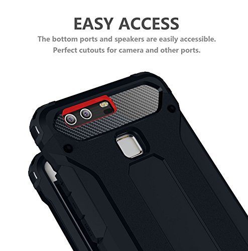 Huawei P9 Funda  Pasonomi    Pesada   Doble Capa  Carcasa de Protecci  n Hibrida Armadura Funda para Huawei P9  Huawei P9  Azul oscuro 
