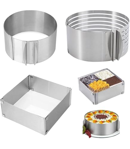 XINGNA 3-teiliges Tortenring Set - Verstellbar Rund, Rechteck, Herz