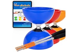 Juggle Dream Carousel Diabolo Jonglage Set - Essieu Triple Roulement à Billes + des Baguettes en Aluminium, et Vidéo d'apprentissage en Ligne (Bleu)