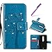 Produktbild EMAXELERS Motorola Moto X Play Hülle Glitzer Bling Wishing Tree Schmetterling PU Leder Flip Magnetisch Book Wallet Brieftasche Hülle für Moto X Play,Blue Wishing Tree with Diamond