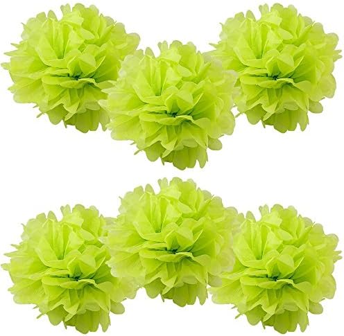 Erosion Set of 6 - LIME GREEN 8" - (6 Pack) Tissue Pom Poms Flower Party Decorations for Weddings, Birthday, Bridal, Baby Showers, Nursery, Décor