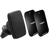 Spigen H12 Manyetik Ara&ccedil; i&ccedil;i Havalandırma Telefon Tutucu + 2 Adet Plaka T&uuml;m Telefonlara Uyumlu Black - 000CD20115