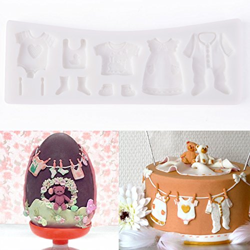 11 Loch Baby Kleidung Silikon Ausstechform Ausstecher Fondant Taufe Torten Deko - 2