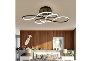 GHY LED Dimmbar Deckenleuchte Modern Wohnzimmerlampe Creative Aluminium Acryl Design Lampe Decke Fixture Beleuchtung Innen Dekorative Deckenbeleuchtung Für Schlafzimmer Küche Büro,Schwarz,70x40cm/110W