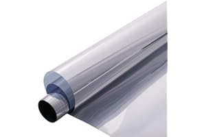 HOHOFILM 45cmx200cm One Way Mirror Window Films Daytime Privacy Reflective Window Tint Self-Adhesive Sun Blocking Heat Control Anti UV for Home,Buildings(Silver)