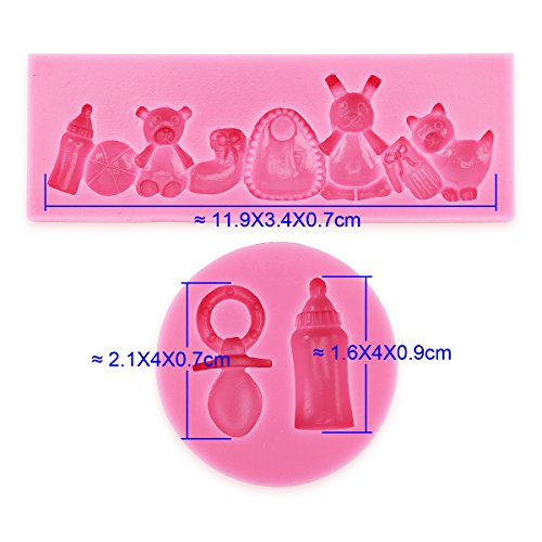 2er Baby & Kinder Motive Silikon Ausstechform Ausstecher Schnuller Milchflasche Fondant Marzipan Torten Deko - 2