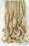 20" 22" One Piece 3/4 Full Head Clip in Hair Extensions Long Straight Curly Wavy Synthetic Hair Extensions black dark brown blonde auburn red Weight 110g (20" curly one piece, sandy blonde)