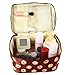 Discoball Lady Women Cosmetic Makeup Toiletry Travel Wash Bag Holder Mirror Case Organizer(Coffee + Cherry)