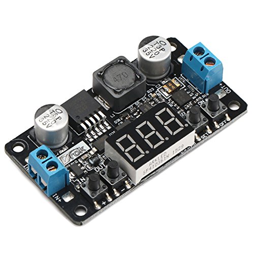 DROK® LM2596 DC 5/12 Volt Einstellbare Spannungsregler mit Kühlkörper und Schraube 5-32.0V zu 0-30.0V DC Buck Converter Autobatterie Step-down Stromversorgungsmodul + Rote LED Voltmeter - 2